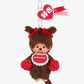 Monchhichi cheerleader keychain girl red